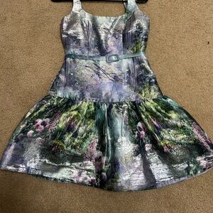 Monique Lhuillier Light Blue Floral Dress